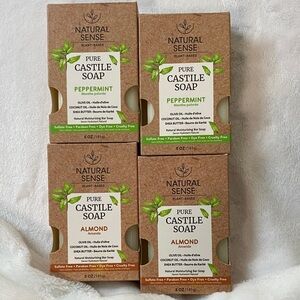 Natural Sense Pure Castile Bar Soap - Bundle of 4 bars - Peppermint & Almond